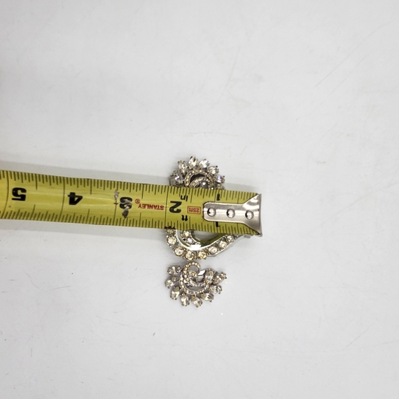 Vintage Swirl Rhinestone Brooch & Earring Demi Set clear silver tone *read - Picture 15 of 15